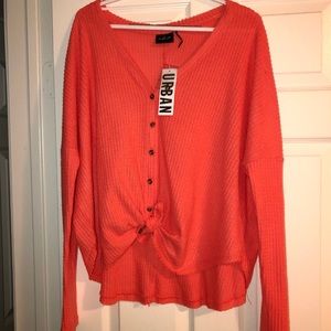 NWT Urban Outfitters Waffle Knit Coral Top
